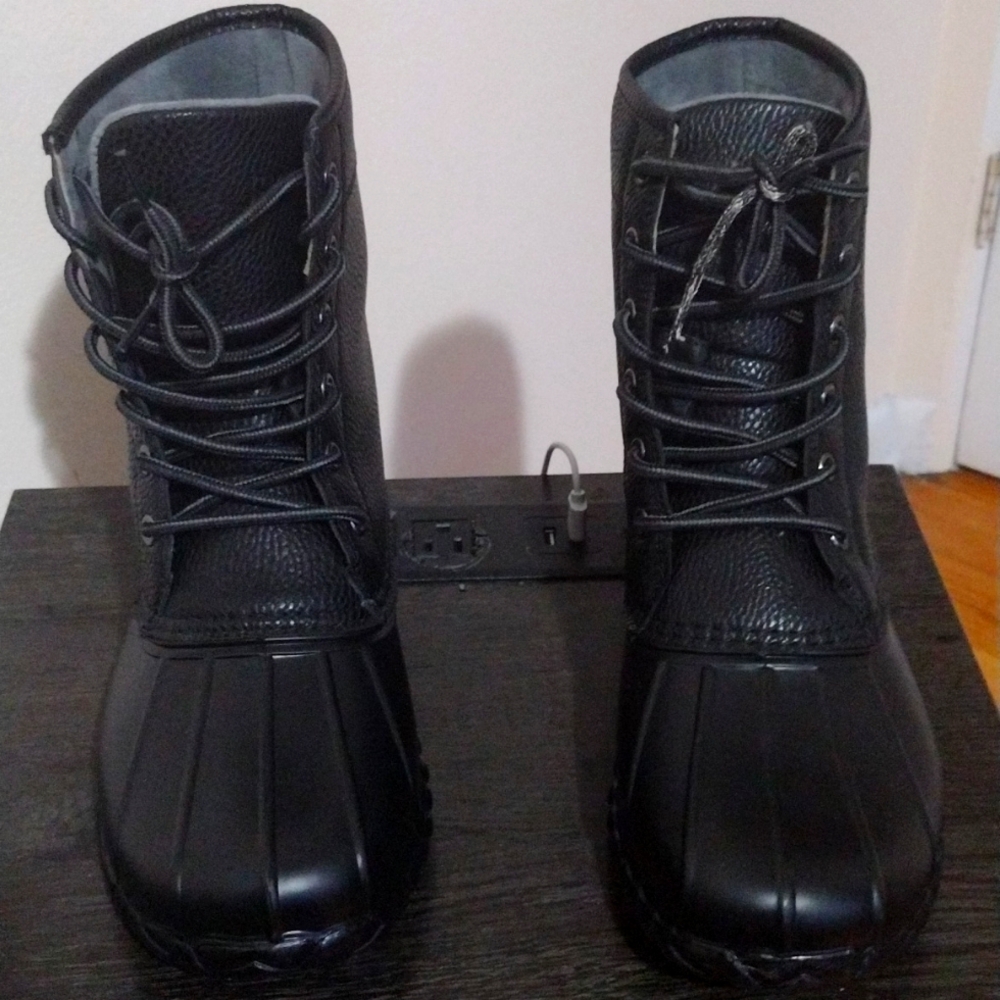 JBU by Jambu Mens Maine Faux Leather Outdoor Rain Boots Black 11 Medium (D)